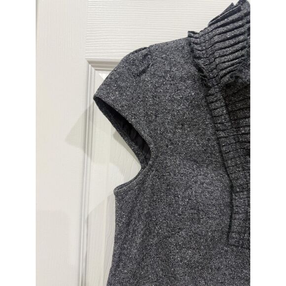 Ann Taylor LOFT Dress Womens 6 Gray Wool Blend Tweed Ruffle Neck Shift Pockets - Picture 3 of 12